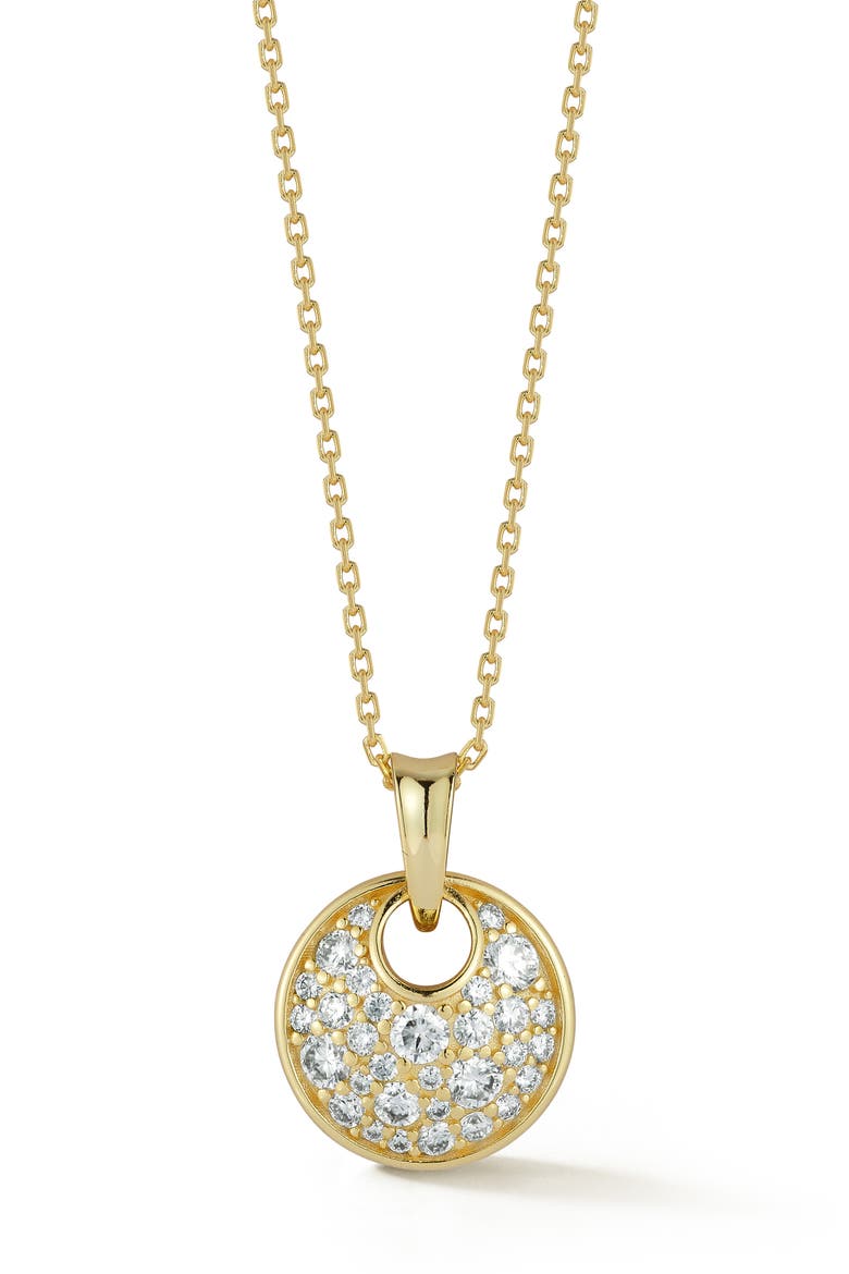Moissanite Disc Pendant Necklace, Main, color, GOLD