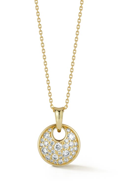 Moissanite Disc Pendant Necklace