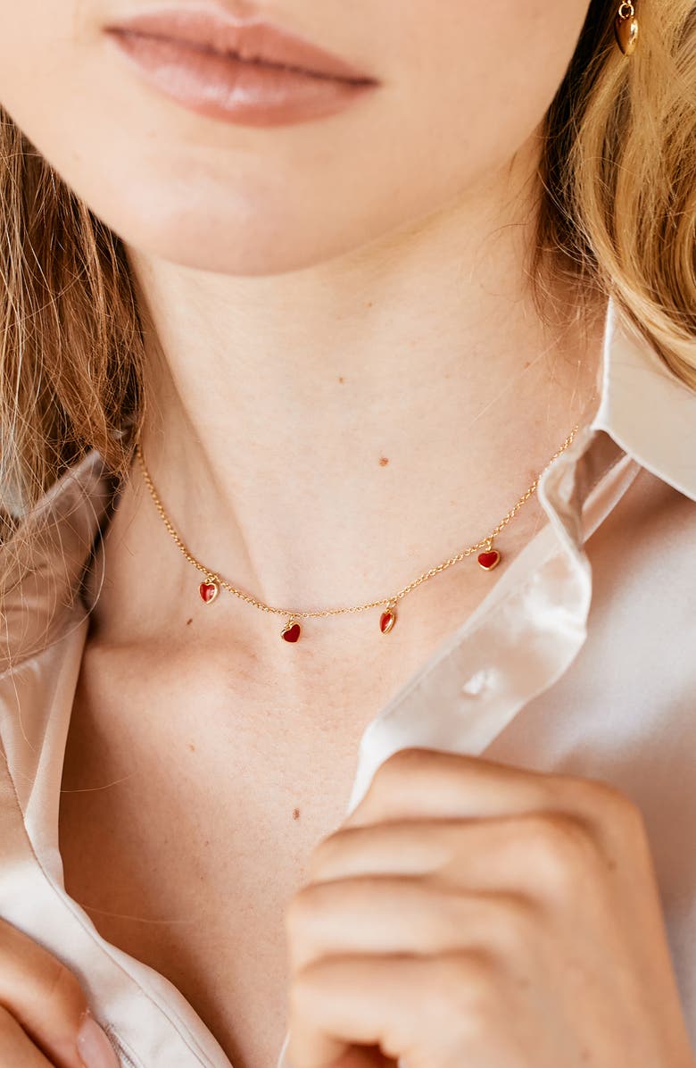 Brook and York Meave Heart Enamel Necklace, Alternate, color, Red/ Gold