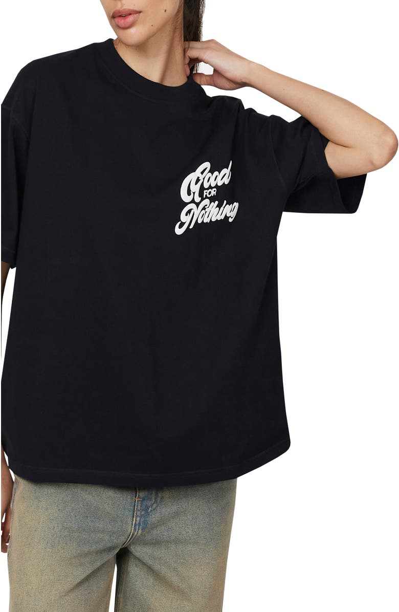 Good For Nothing Funk Oversized  T-shirt, Alternate, color, Black