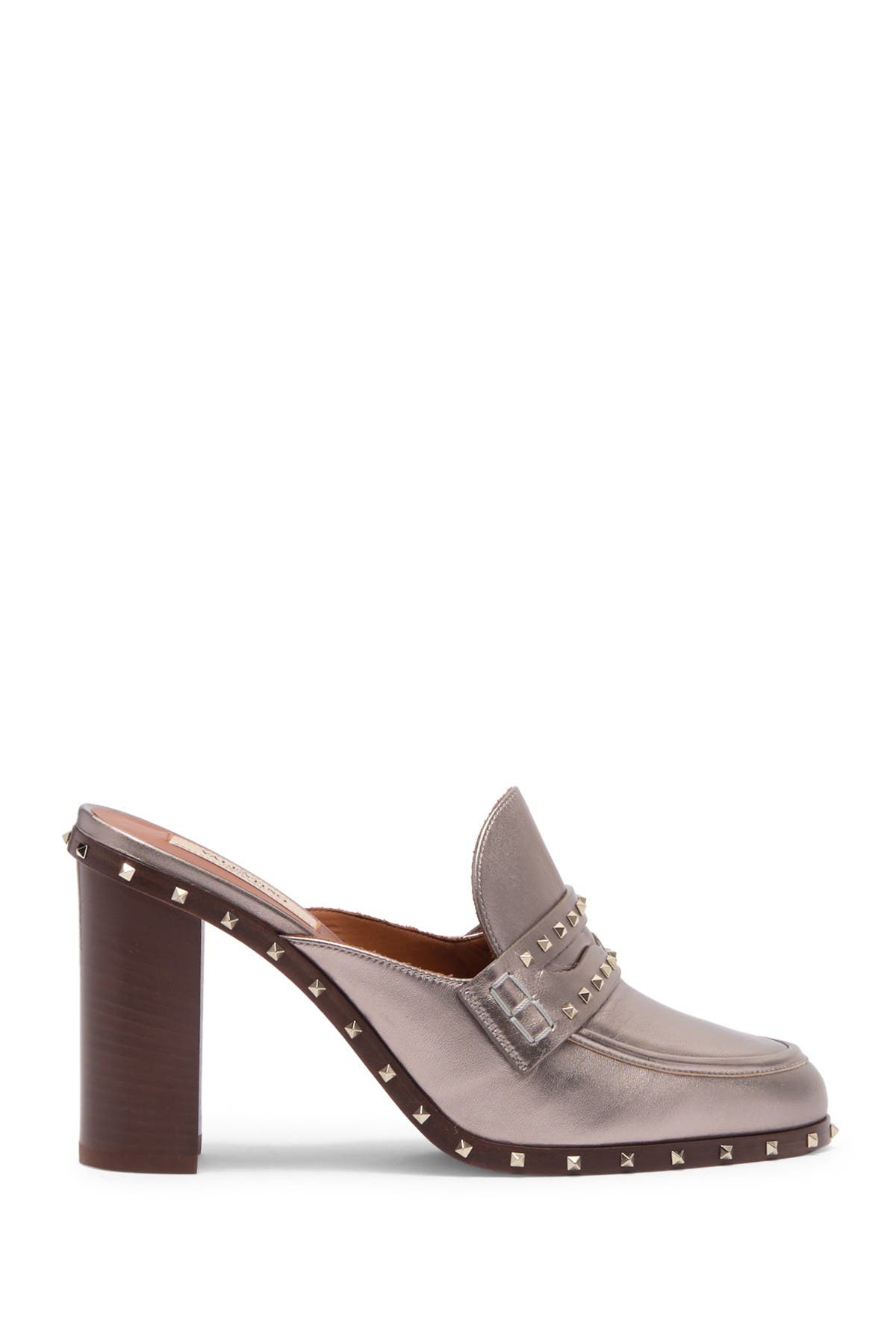 Valentino Garavani Penny Slot Strap Pyramid Stud Block Heel Mucle, Alternate, color, 