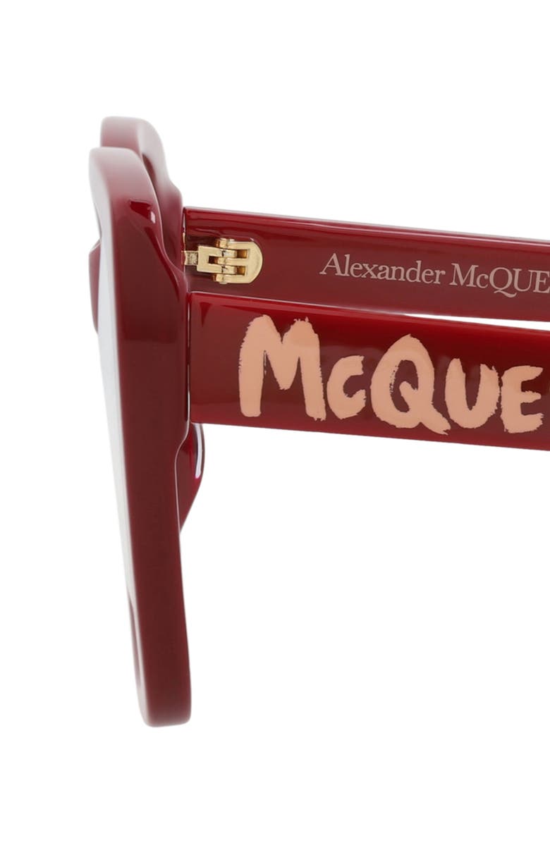McQueen 52mm Square Optical Glasses, Alternate, color, Red Red Transparent