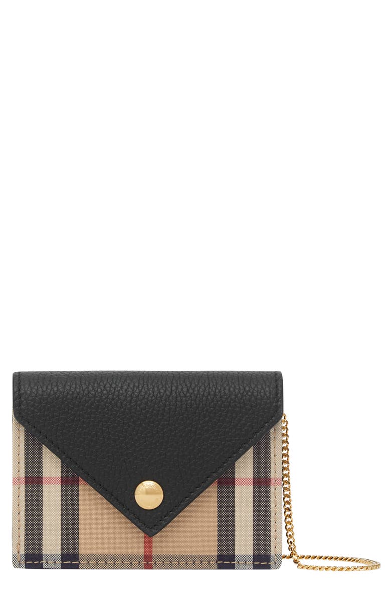 Burberry Jade Vintage Check Card Case on a Chain, Main, color, 