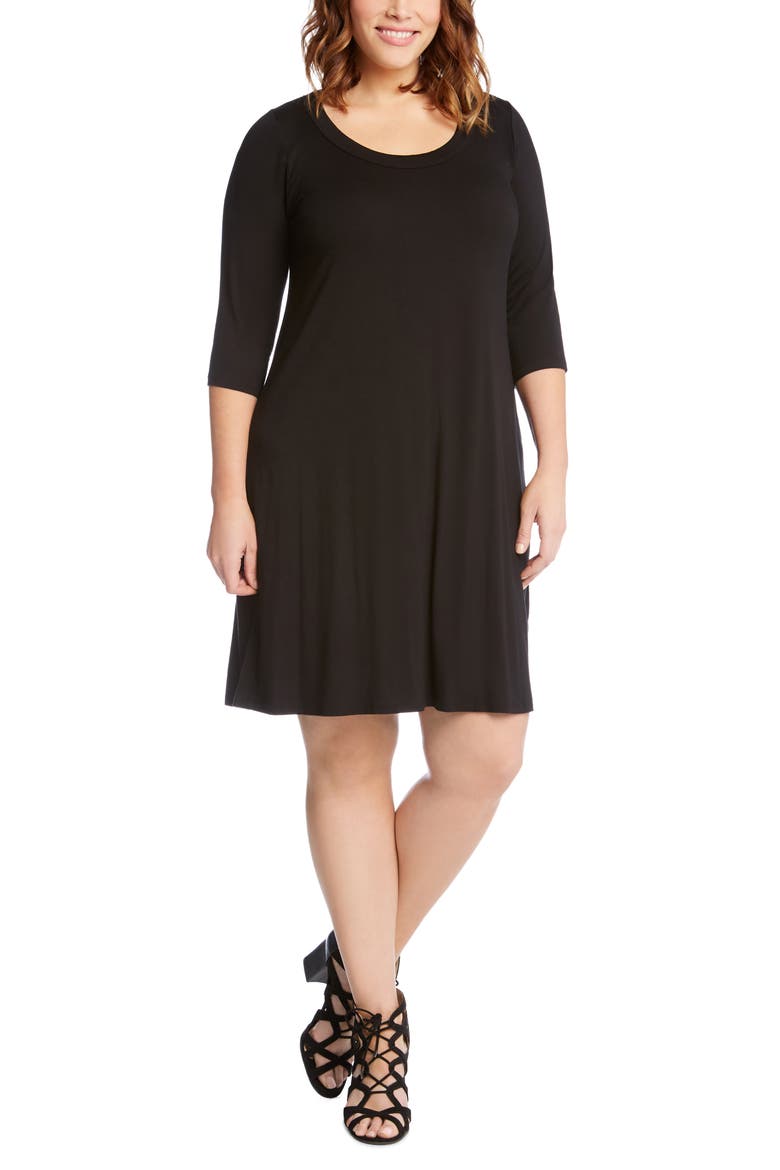 Scoop Neck Jersey Dress, Main, color, BLACK