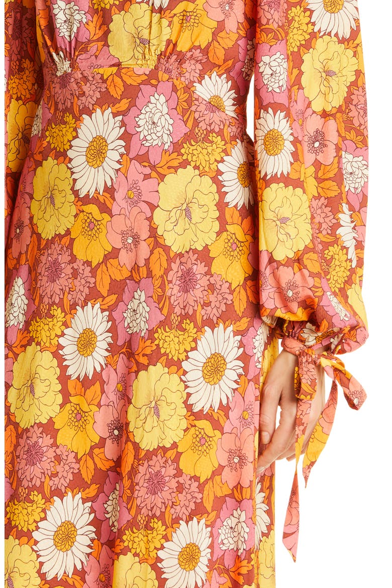 Floral Long Sleeve Dress, Alternate, color, RED