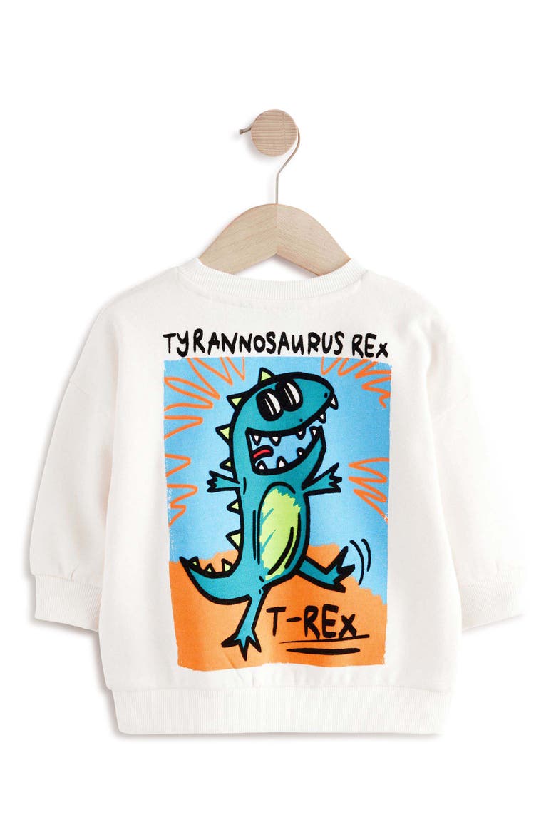 Kids' Dinosaur Graphic Sweatshirt, Alternate, color, WHITE