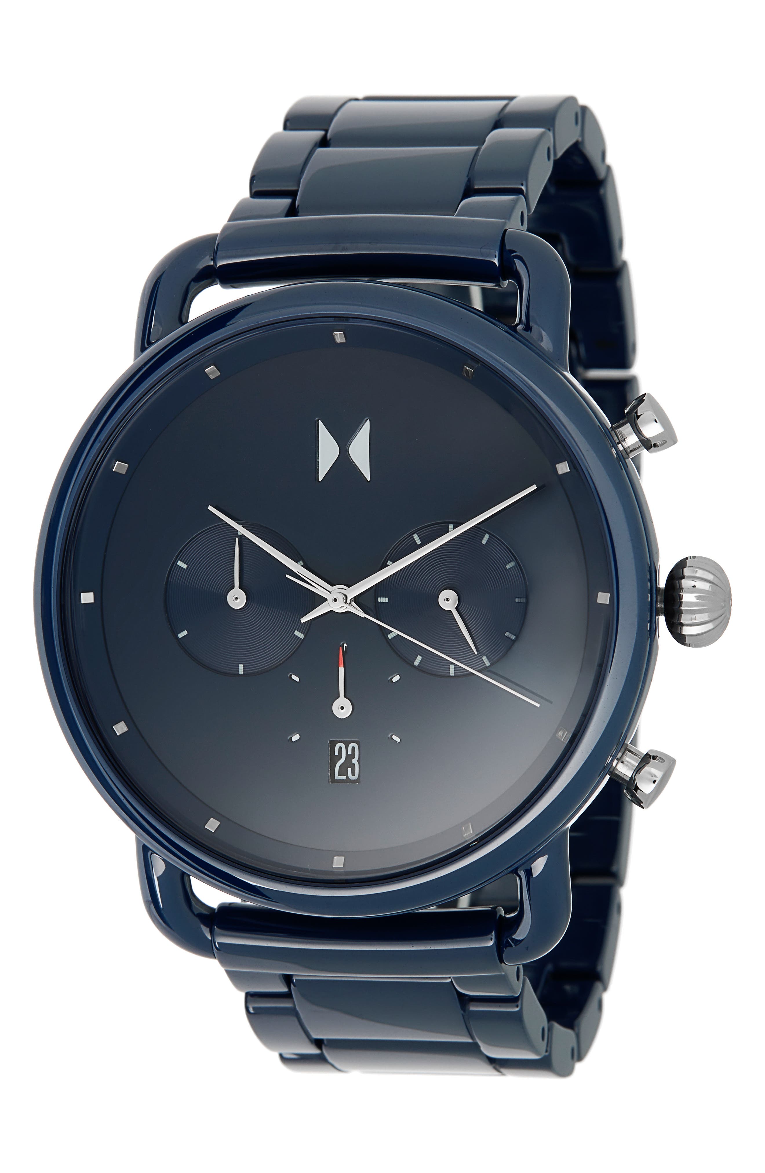 MVMT WATCHES Blacktop II Ceramic Bracelet Watch, 47mm in Midnight Blue at Nordstrom Rack