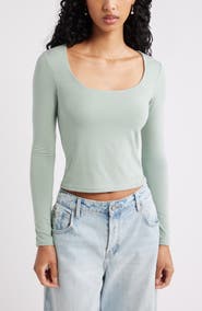 BP. Long Sleeve Square Neck T-Shirt