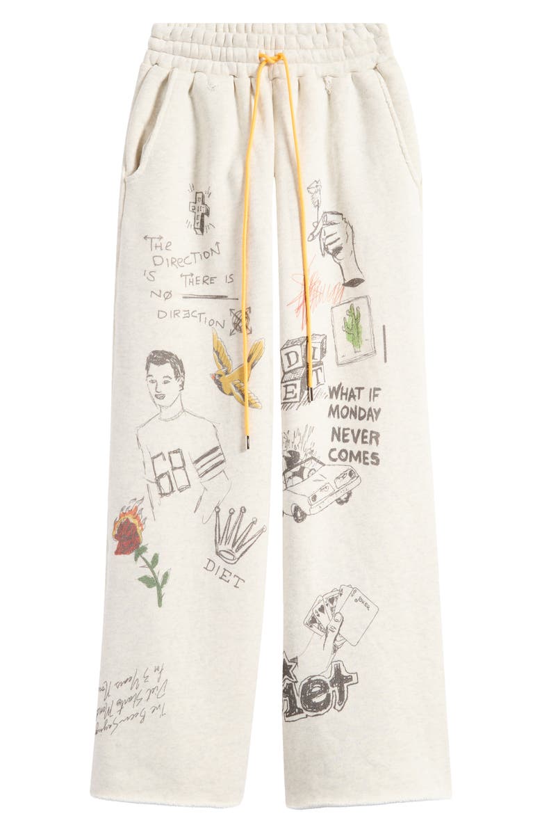 DIET STARTS MONDAY Doodle Wide Leg Sweatpants, Alternate, color, Heather Grey