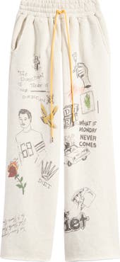 DIET STARTS MONDAY Doodle Wide Leg Sweatpants