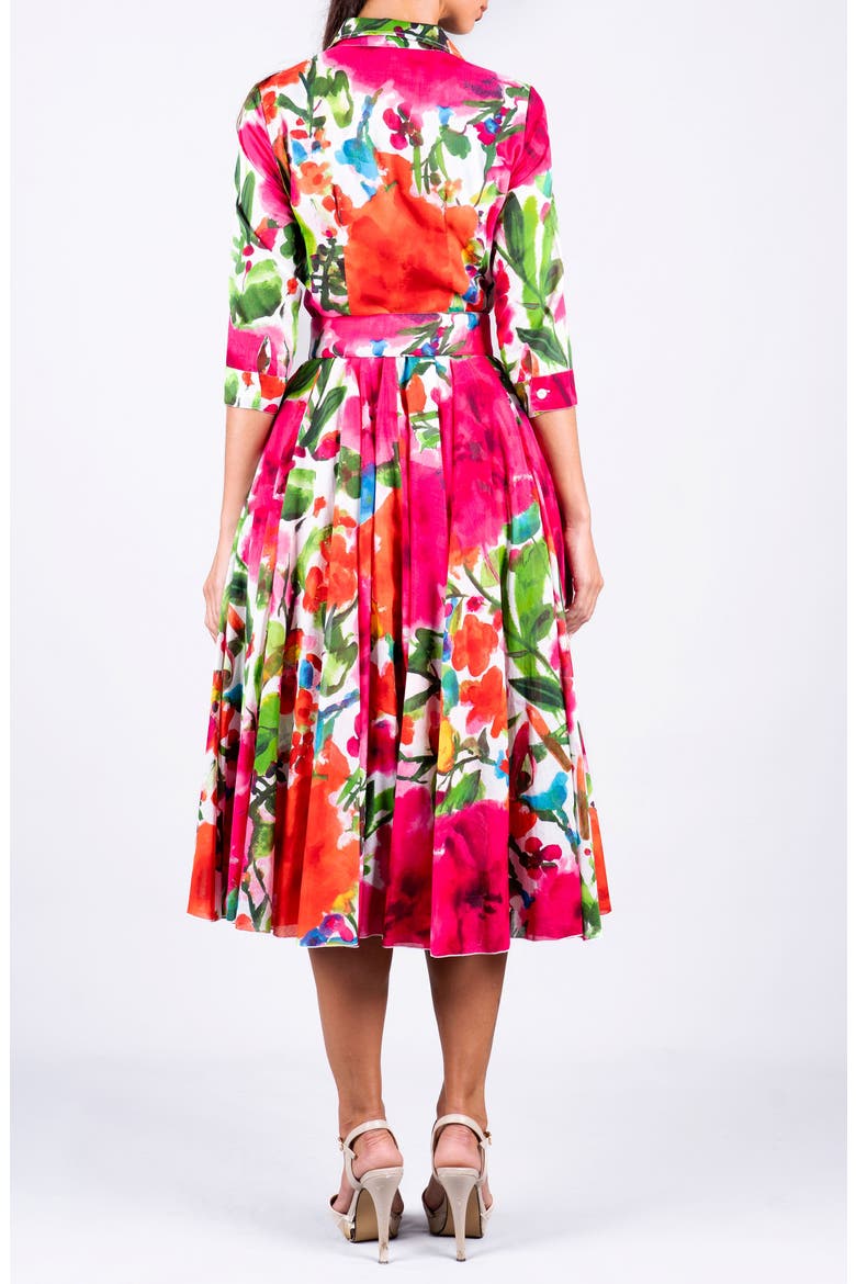 Watercolor Bloom A-Line Midi Shirtdress, Alternate, color, Pink