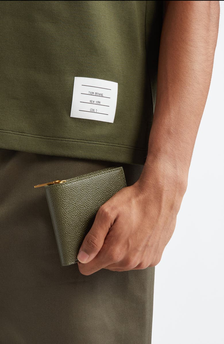 Thom Browne Grained Leather Wallet, Alternate, color, Dark Green