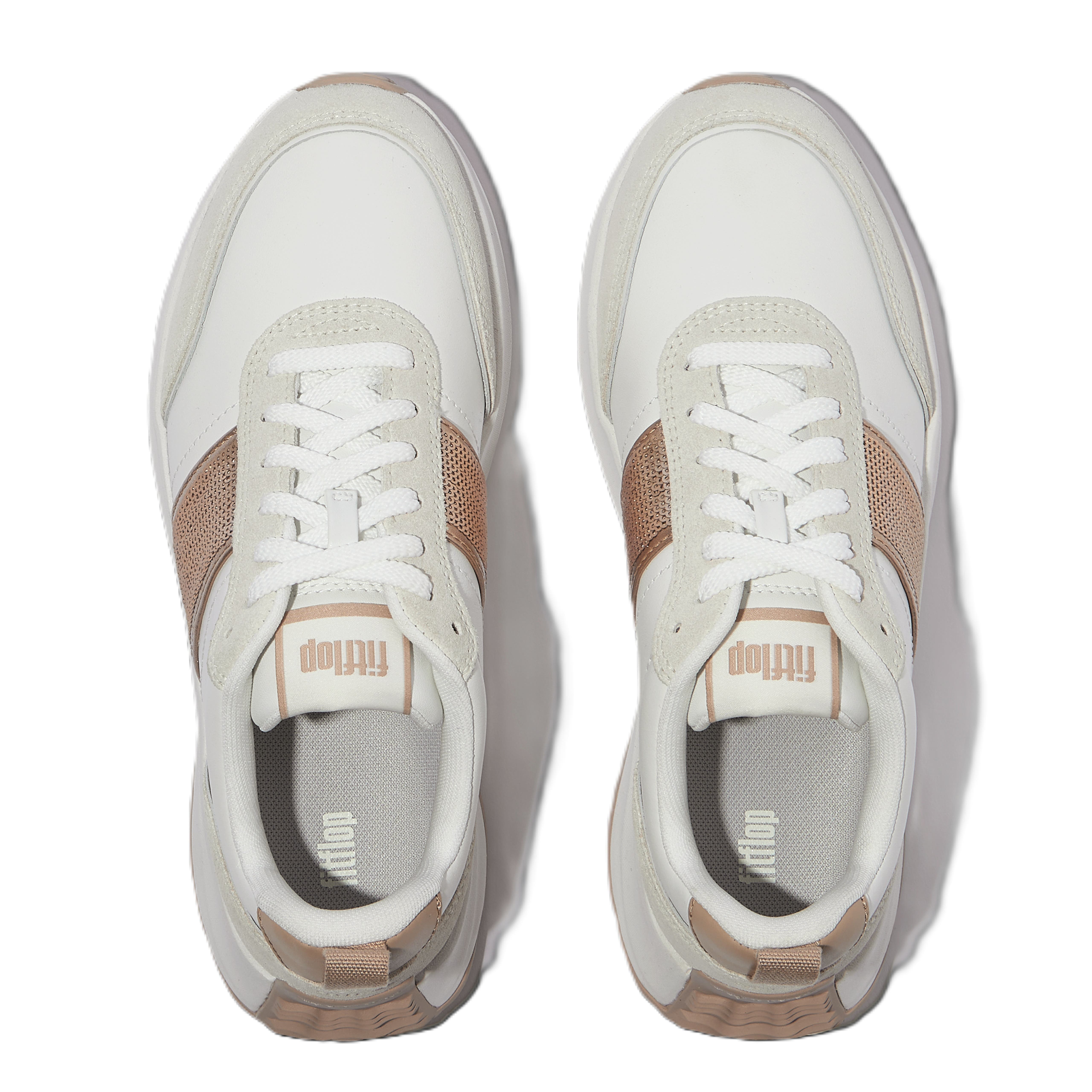 FitFlop F Mode Flow Sequin Flatform, Alternate, color, Urban White/Classic Beige