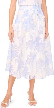 Halogen® Floral A-Line Midi Skirt