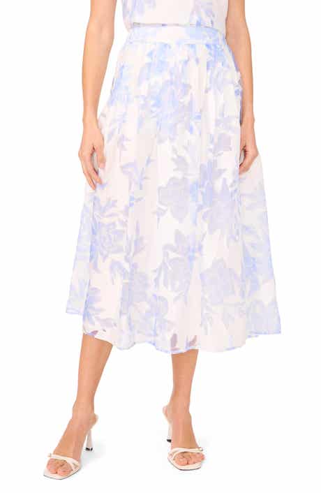 Halogen® Floral A-Line Midi Skirt