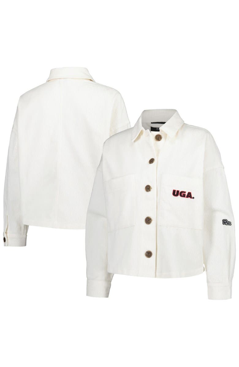 Hype and Vice Women's Hype and Vice White Georgia Bulldogs Corduroy Button-Up Jacket, Main, color, 
