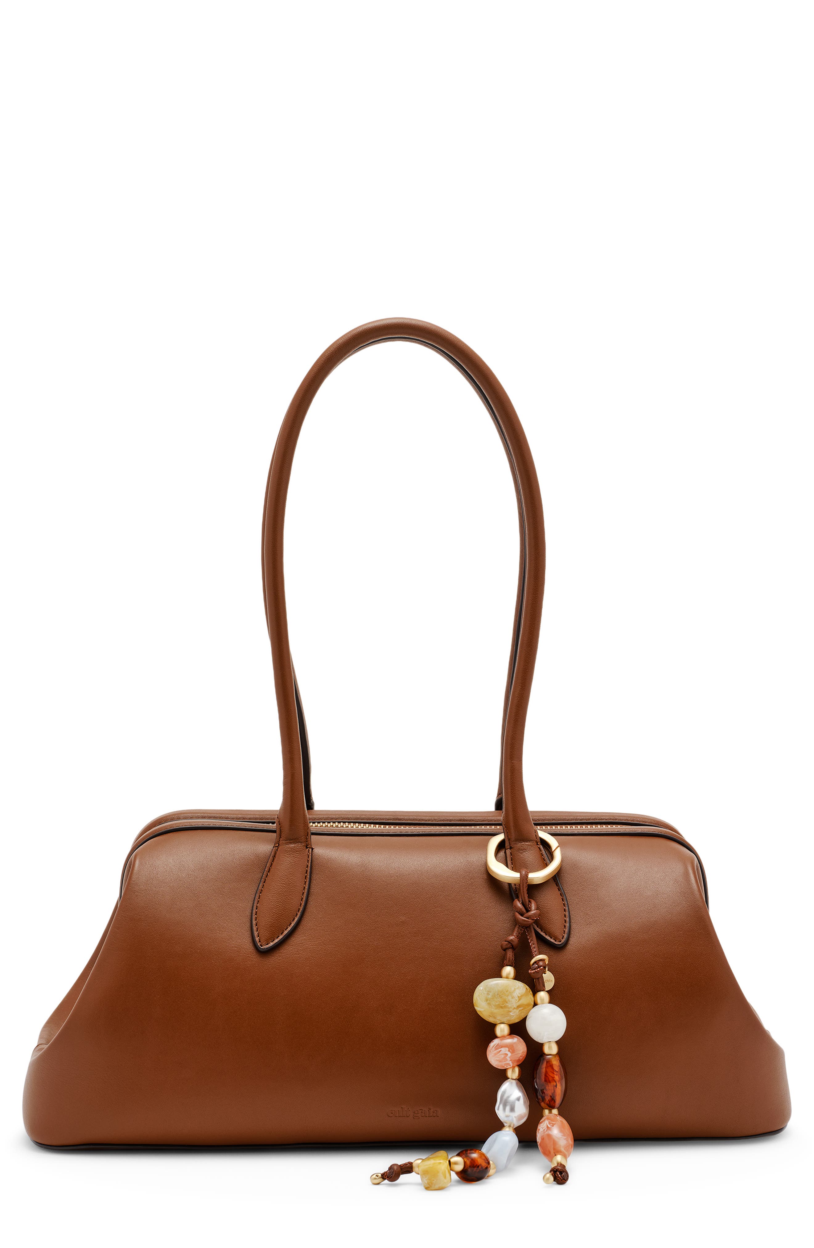 Cult Gaia Raia Leather Satchel, Main, color, 
