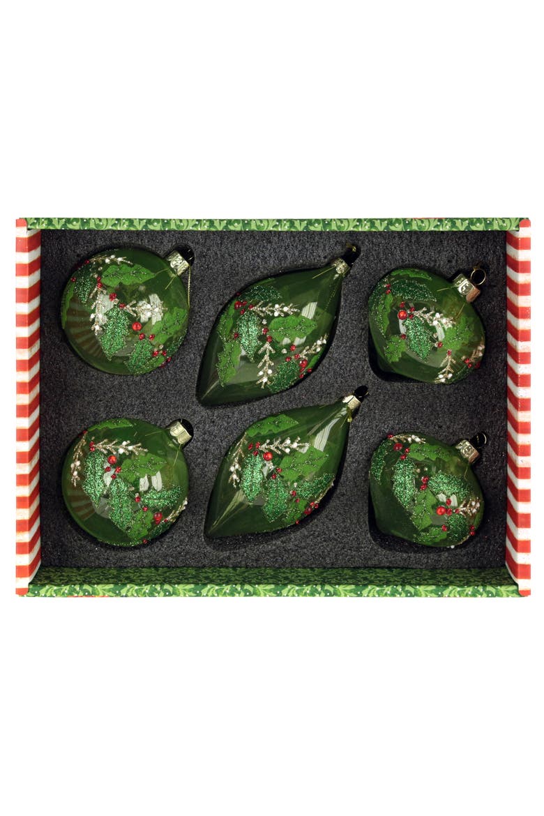 Holly Celebrate Ornament, Box of 6, Alternate, color, Green