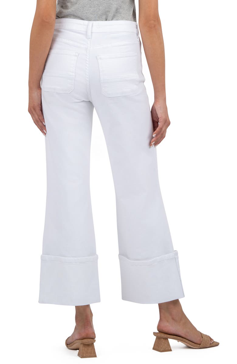 KUT from the Kloth Fab Ab High Cuffed Wide Leg Jeans, Alternate, color, Optic White