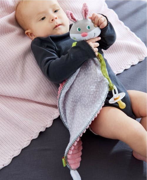 Haba Cuddly Bunny Hops Snuggly Lovey Baby Blankie In Multi