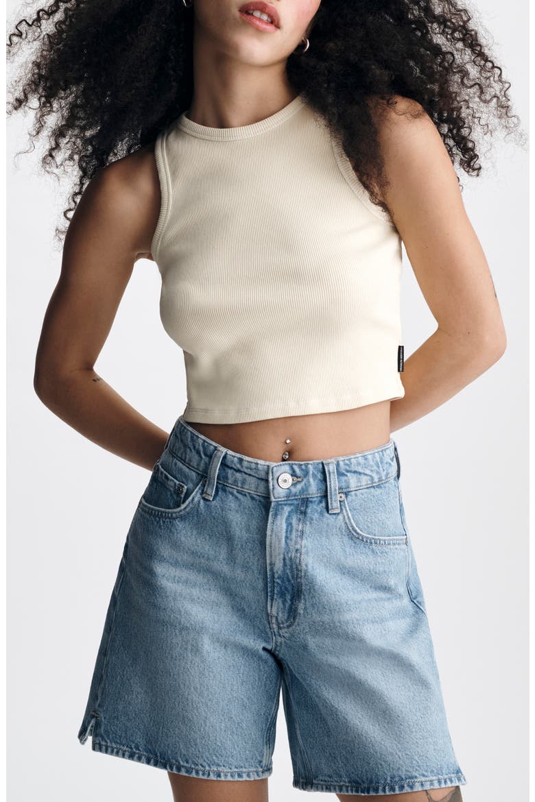 Crop Cotton Rib Tank Top, Main, color, TRANSPARENT YELLOW
