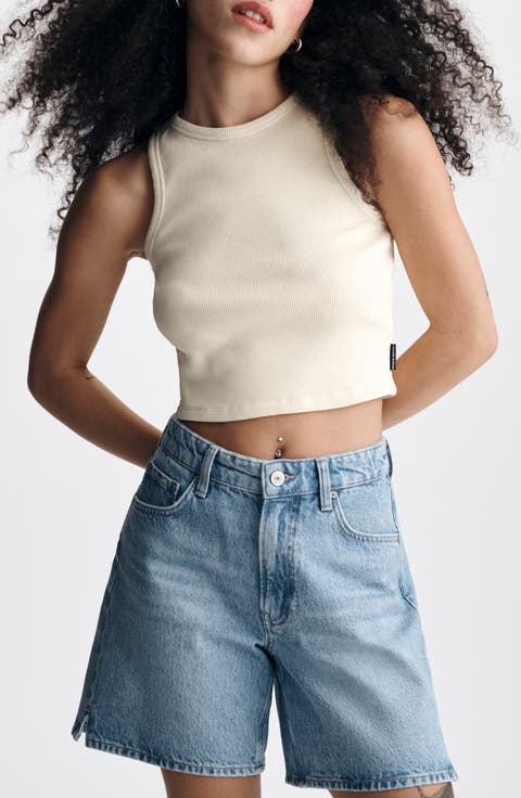 Crop Cotton Rib Tank Top