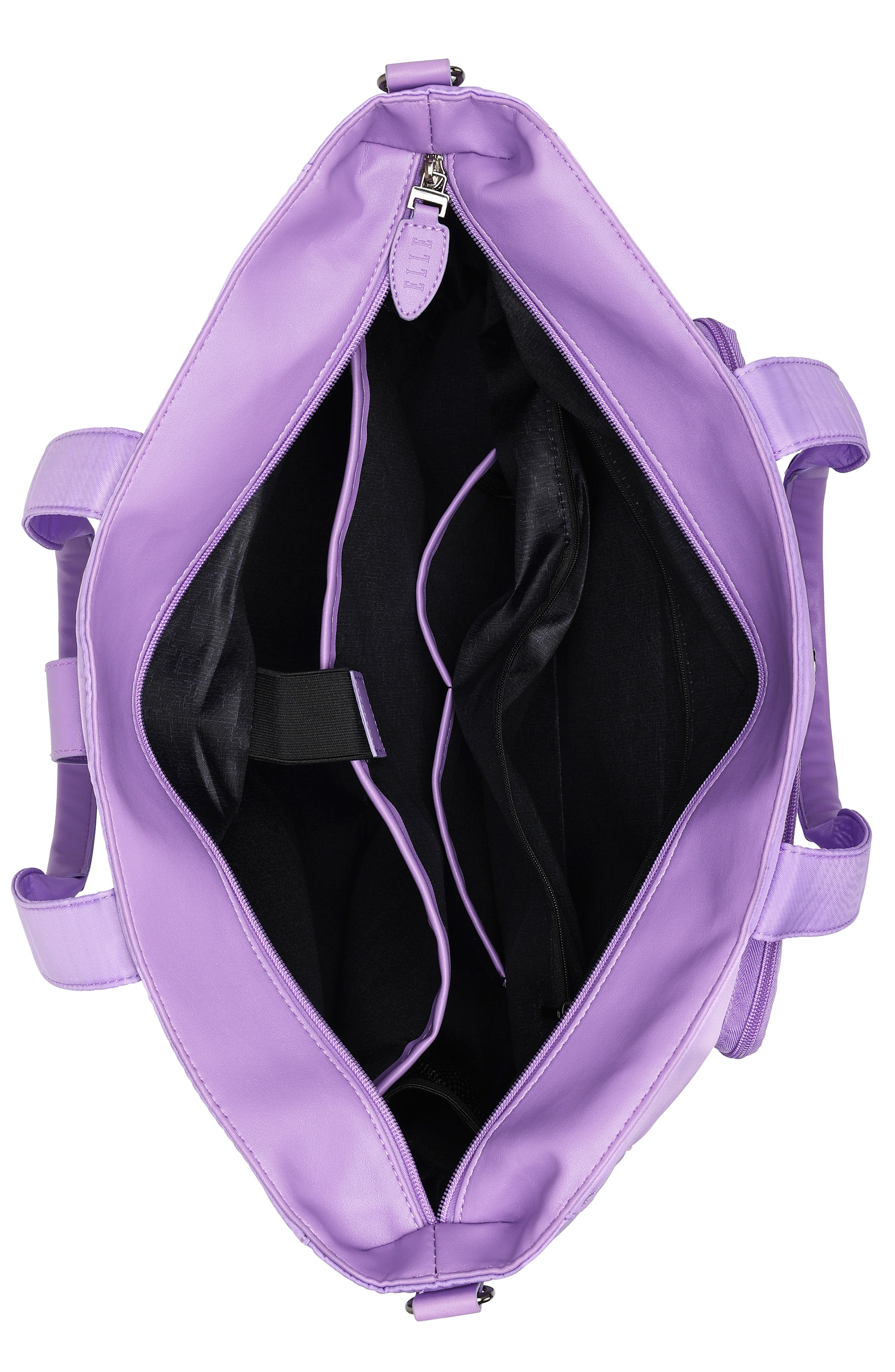 Voyage 25L Twill and Vegan Leather Weekender Duffel Bag, Alternate, color, Lavender
