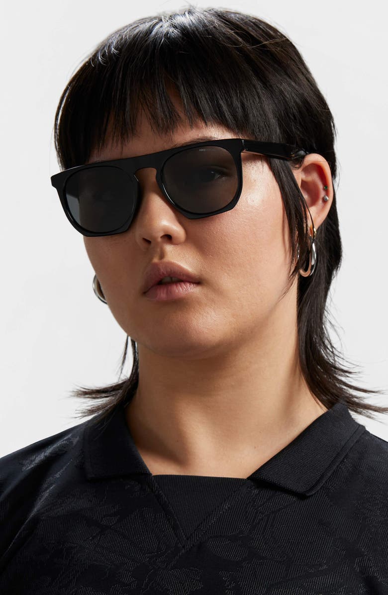 Nike Flatspot XXII 52mm Polarized Geometric Sunglasses, Alternate, color, Black/ Polar Grey