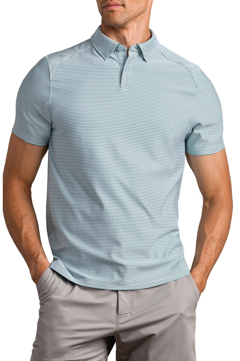 Commuter Stripe Performance Polo, Main, color, FERN GREEN STRIPE
