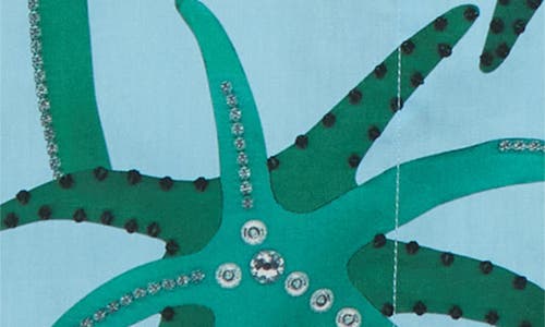 Shop Jacquemus La Chemise Jean Camp Shirt In Print Palmtrees Star Blue