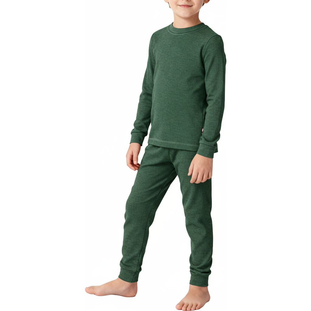 City Threads Babies' Boys Soft & Cozy Thermal Long Johns 2-piece Set In Green