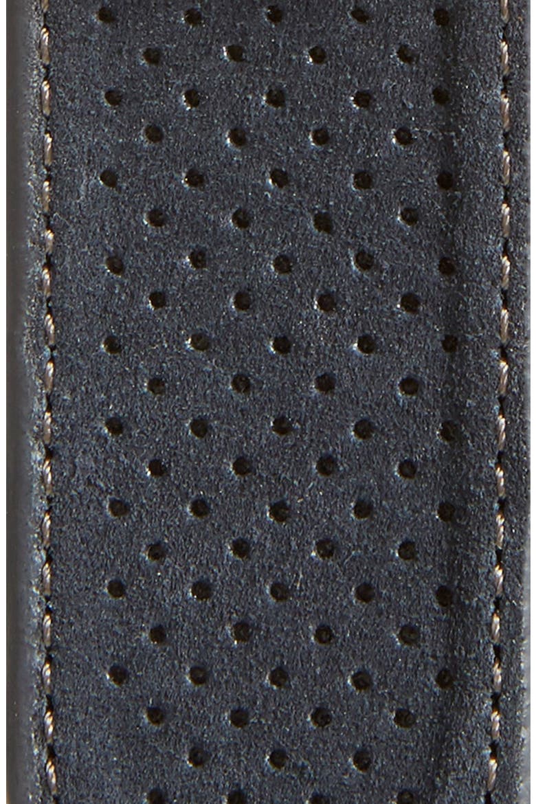 Perforated Suede Belt, Alternate, color, NAVY