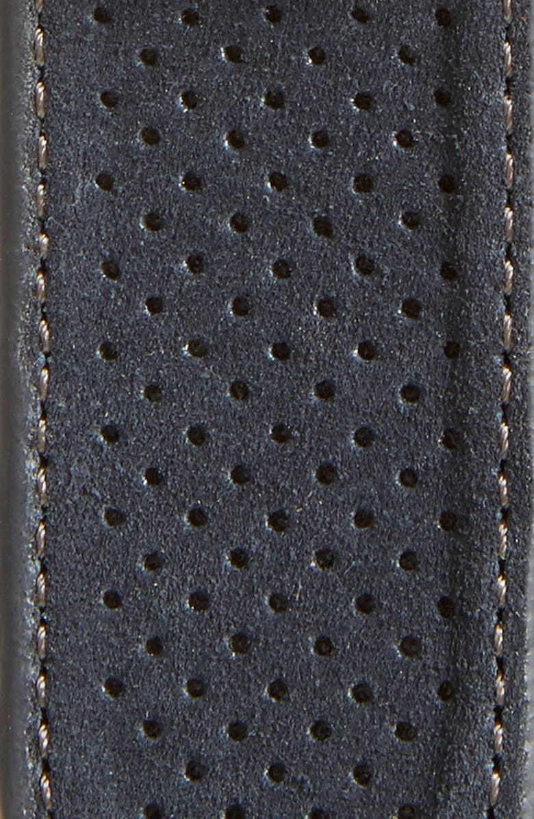 Johnston & Murphy Perforated Suede Belt, Alternate, color, Navy