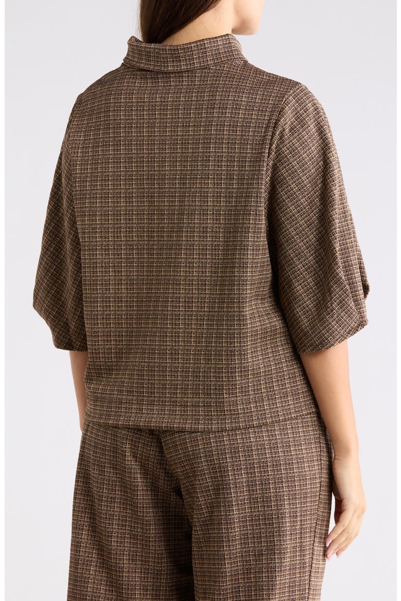 Plaid Mock Neck Crop Top, Alternate, color, BROWN MULTI
