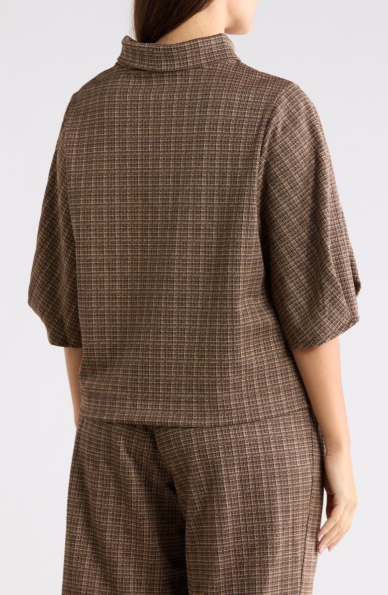 Democracy Plaid Mock Neck Crop Top, Alternate, color, Brown Multi