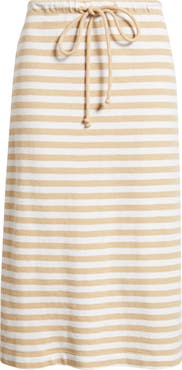 Caslon® Straight Fit Stripe Knit Midi Skirt