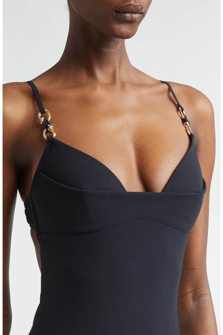 Mahon Trim Detail One-Piece Swimsuit, Alternate, color, BLACK