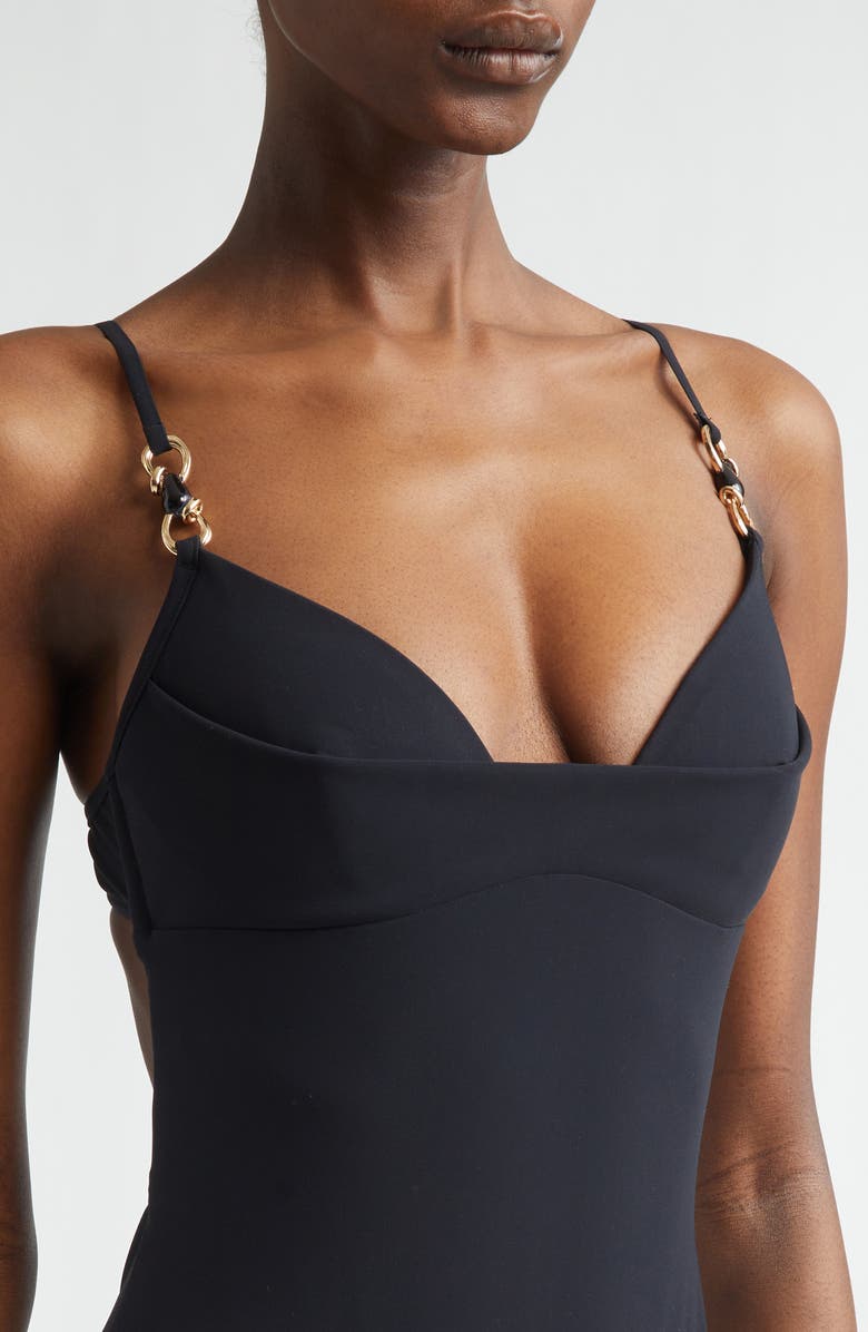 Zimmermann Mahon Trim Detail One-Piece Swimsuit, Alternate, color, Black