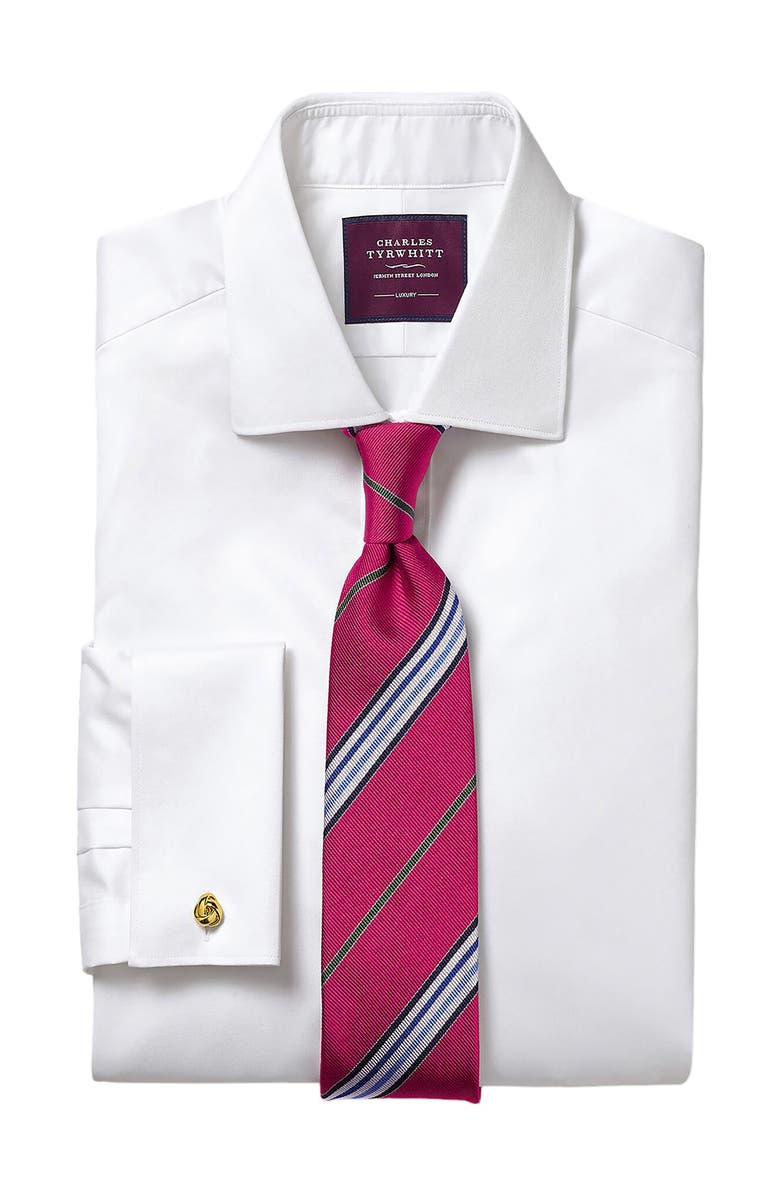 Charles Tyrwhitt Luxury Twill Slim Fit Shirt Single Cuff, Alternate, color, White