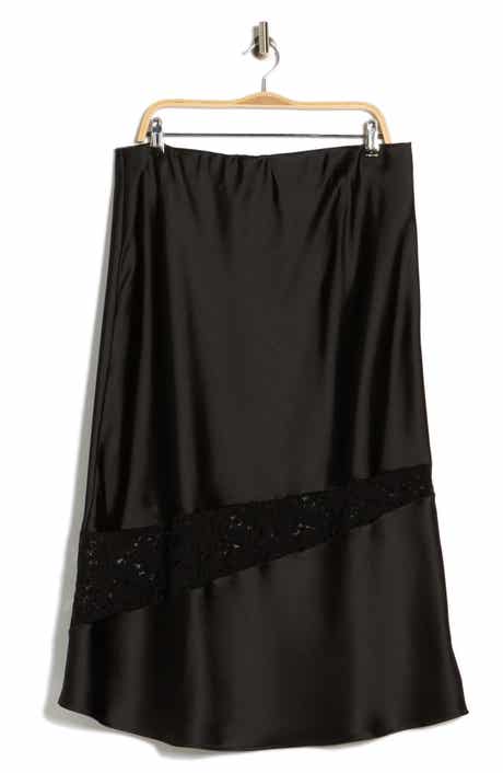 Renee C Satin & Lace Midi Skirt