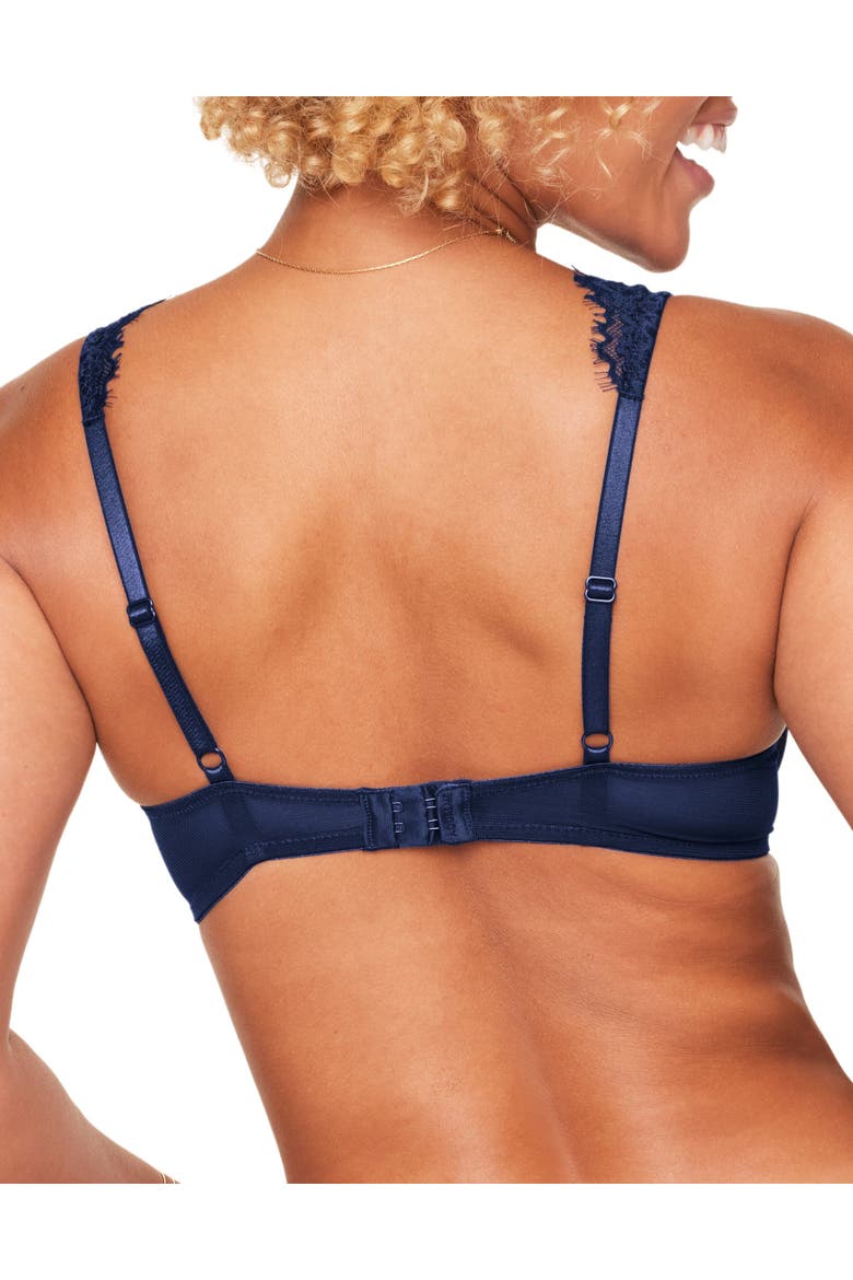 Liliana Unlined Plunge Bra, Alternate, color, Dark blue
