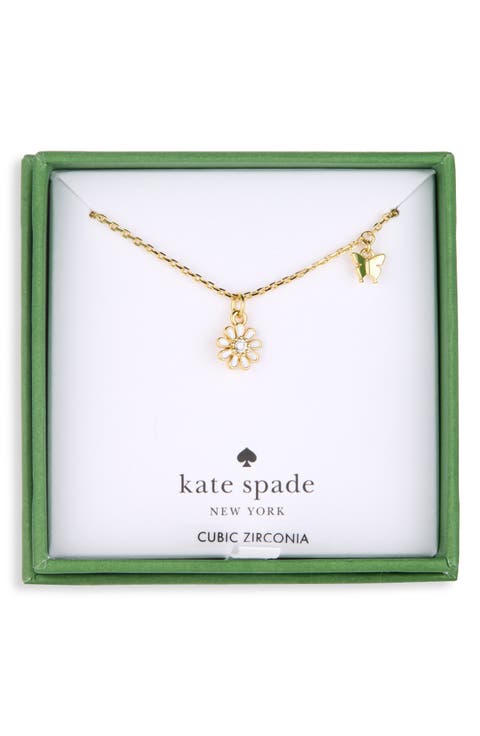 Flower & Butterfly Pendant Necklace