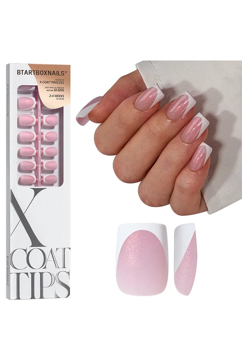 Soft Gel Nail Tips XCOATTIPS® French - Glitter Base Collection, Main, color, Short Square