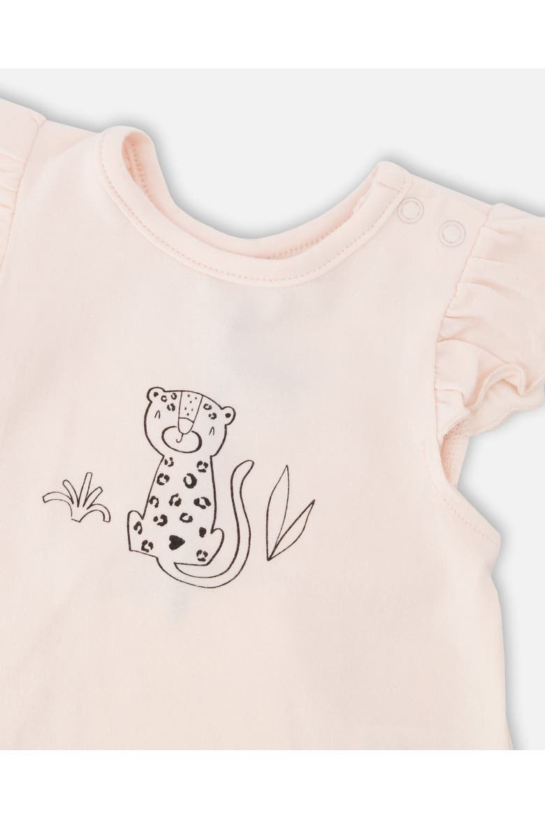 Organic Cotton Jersey Top and Peach Animal Printed Short Set, Alternate, color, Peach & Peach Animal Print