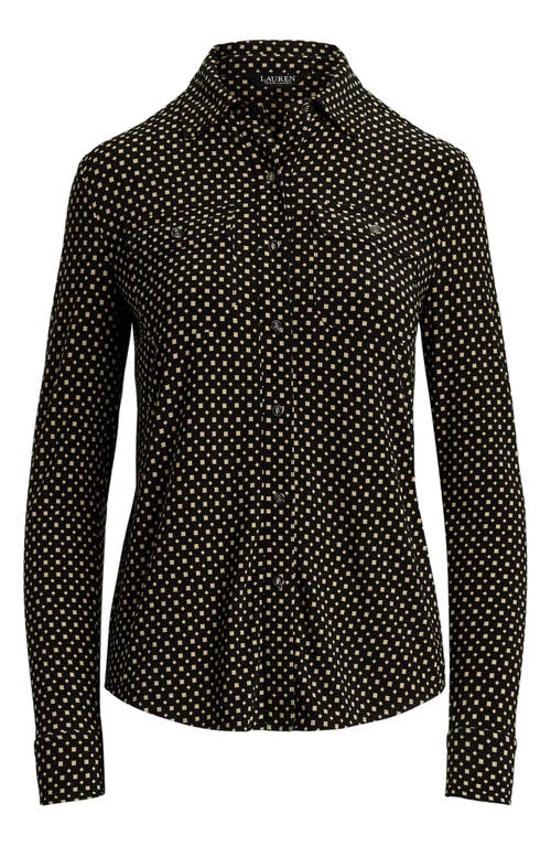 Ralph Lauren Lauren Slim Fit Jersey Button-up Shirt In Black