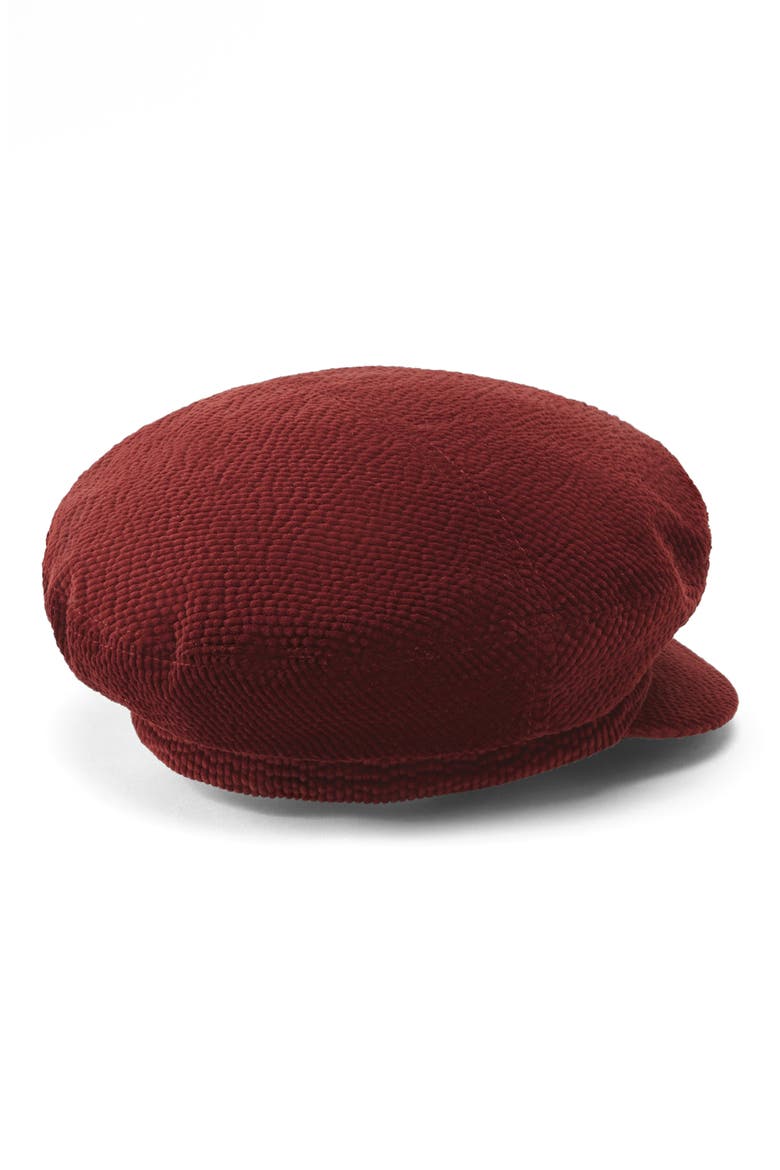 Jules Velvet Corduroy Baker Boy Hat, Alternate, color, DEEP RUST
