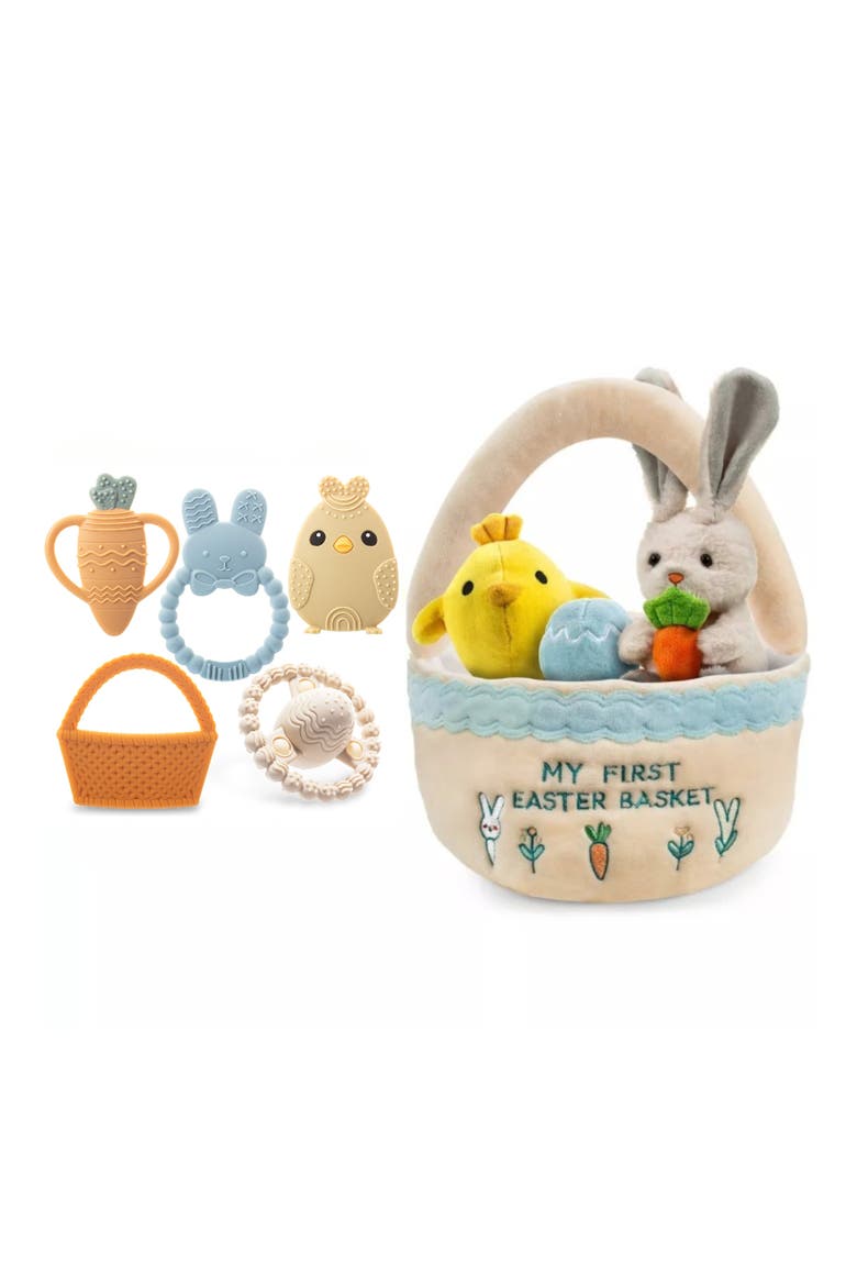 Easter Plush and Teether Baby Playset with Basket, Main, color, Blue