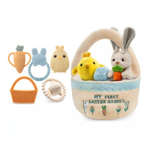 Easter Plush and Teether Baby Playset with Basket