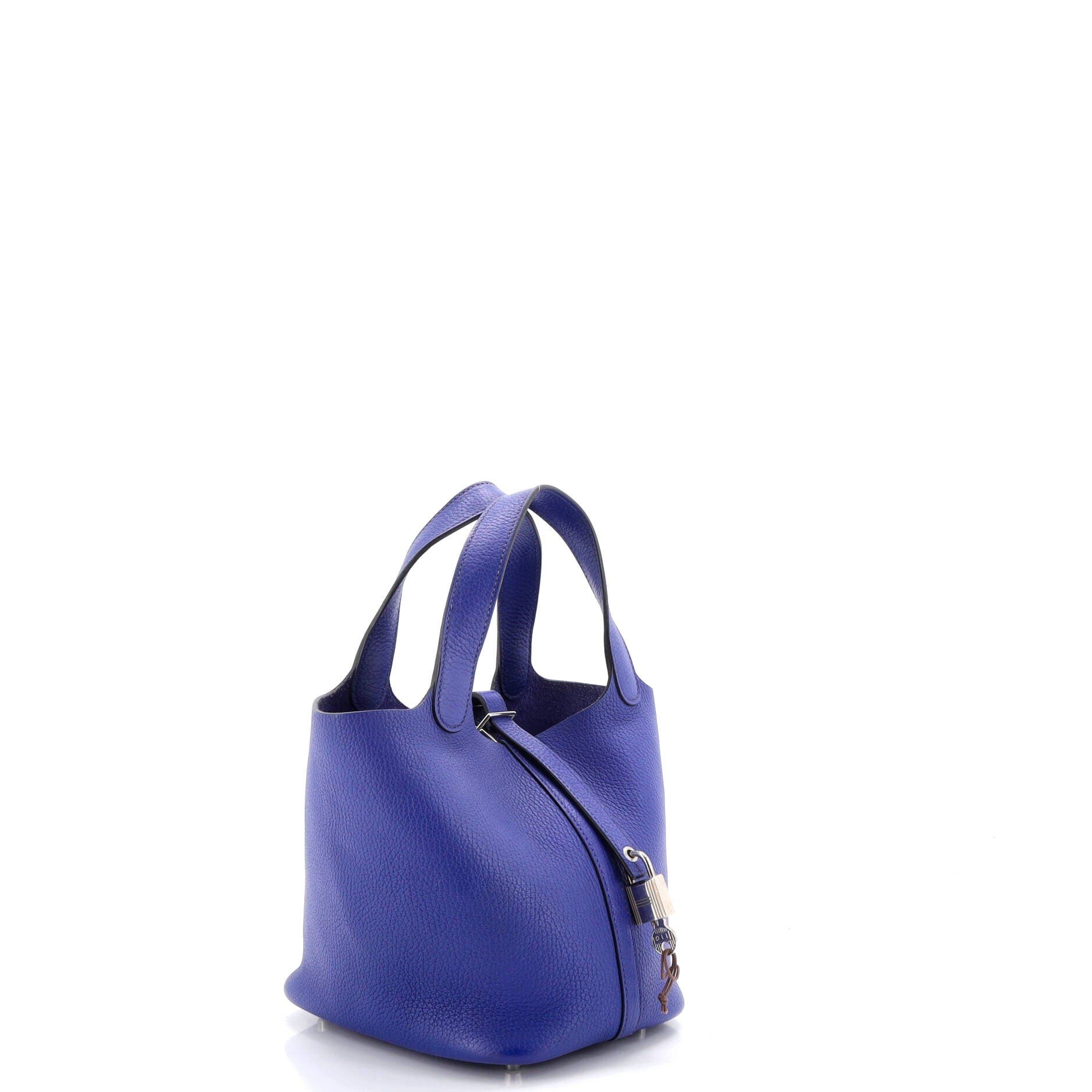 Pre-Owned Hermes Picotin Lock Bag Clemence PM, Alternate, color, Bleu Electrique