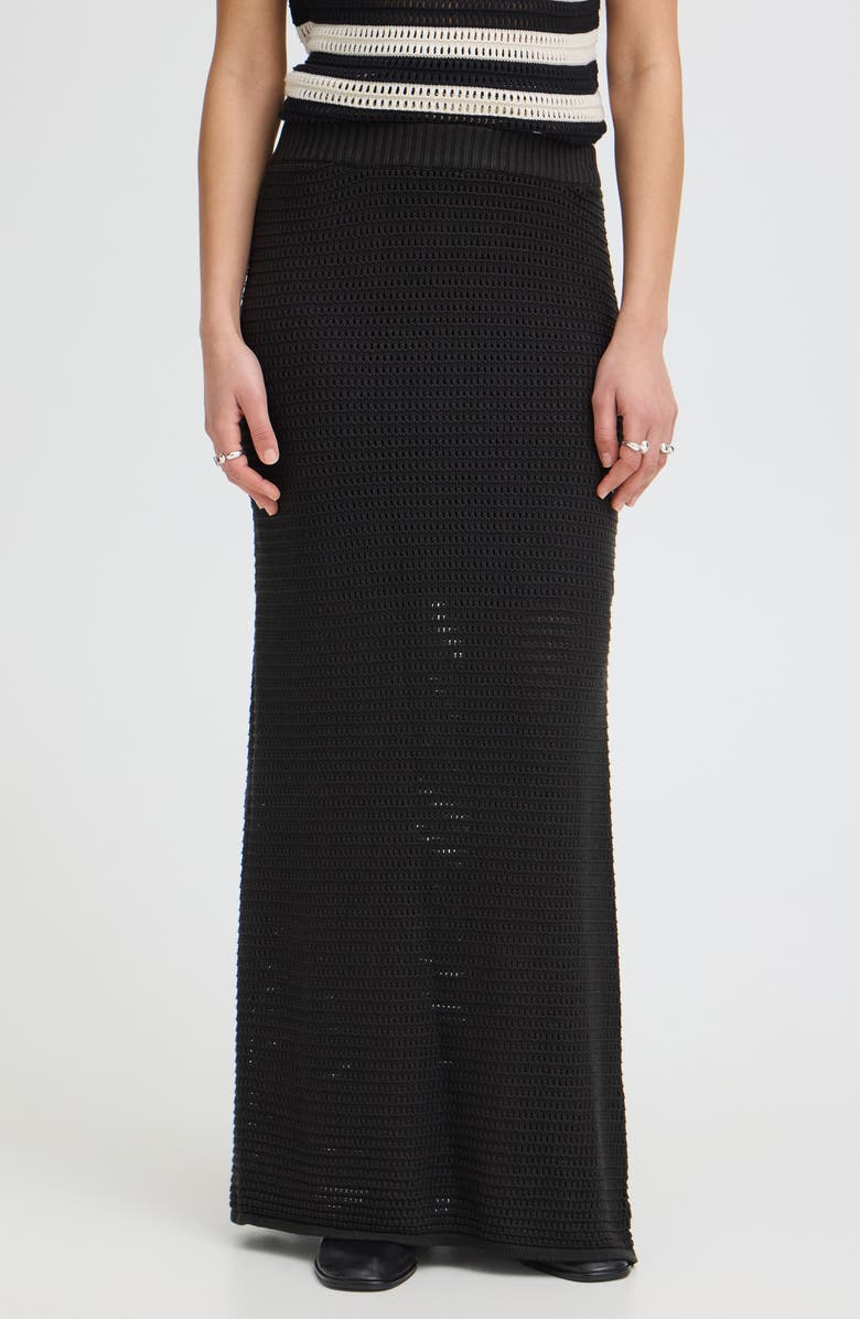 ICHI Maxi Sweater Skirt, Main, color, Black